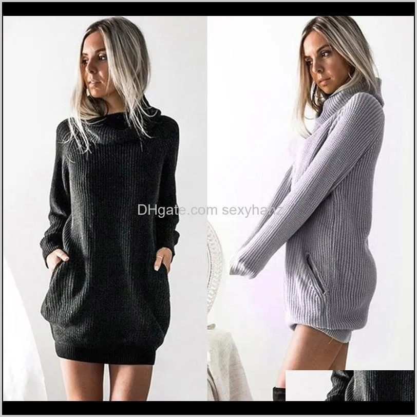 autumn winter sweater dress solid casual dresses womens long sleeve turtleneck knitted dress roll neck jumper ladies mini