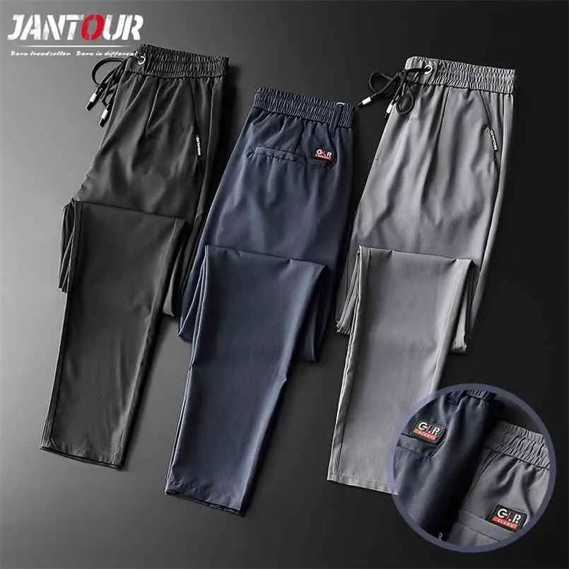 Summer Skinny Men's Pants Casual Jogging Outdoor Cargo Slim Classic Original Clothes Black Gray Thin Fast Dry Trousers Male 38 210810