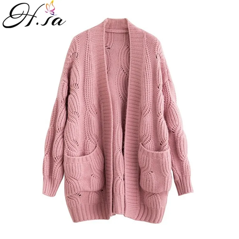 Longo Sweet Sweater e Cardigans Mulheres Rosa Oversized Knit Poncho Amarelo Howlow Out Harajuku Tops 210430