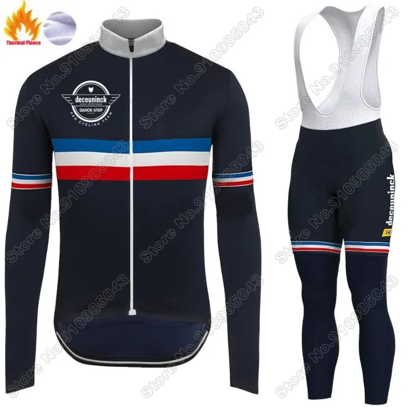 Racing set Franska Nationella 2021 Cykling Jersey Set France Team Kläder Långärmad Cykel Uniform Pants Bib Maillot Ropa