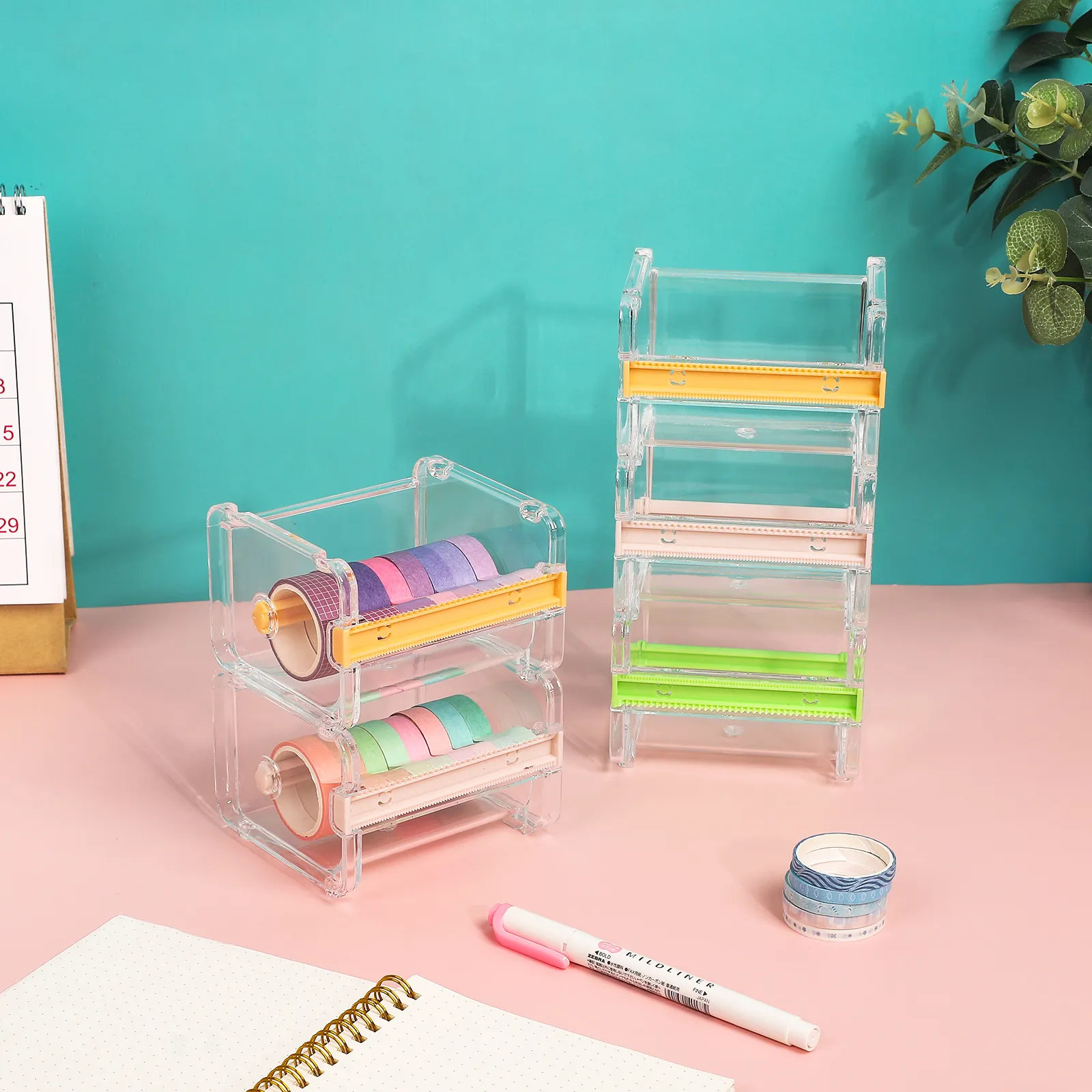 Washi Tape Cutter Set Tape Tool Transparent Tape Holder School Supplies Office Stationery