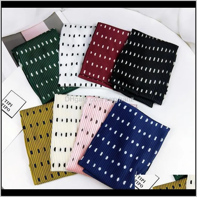 ladies handle bag hair multifunctional neckerchief tie small silk square satin pleated bandana head wraps polka dot scarf