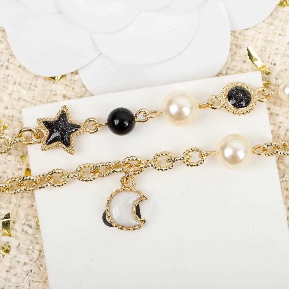 Brand Fashion Jewelry Women Vintage Gold Color Black Star Resin Pearls Necklace Choker Sweater Chain Party Fine Fashion Jewelry251J