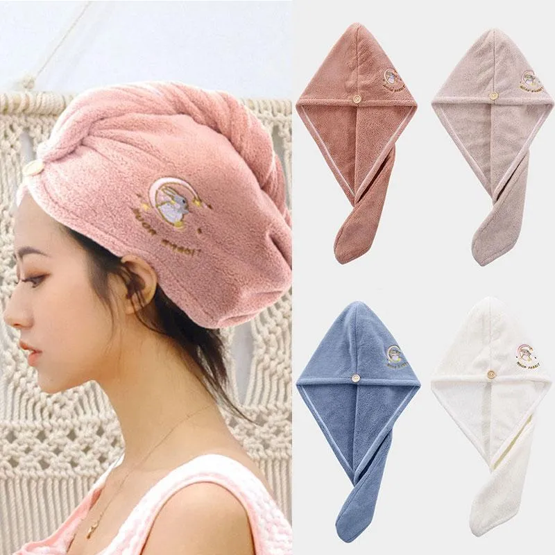 Towel Women Fashion Coral Fleece Microfibre Dry Hair Cap Soft Absorbent Bathroom Bath Wrap Comfortable Bathing Headcover