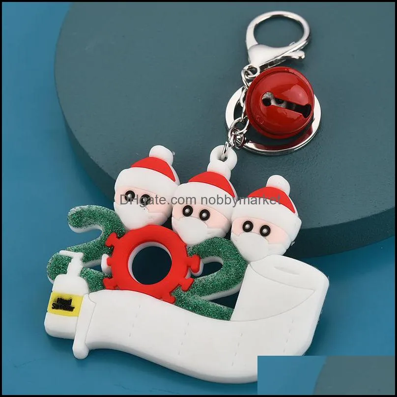 2021 Fashion Keychain Christmas Tree Pendant soft plastic mask small Snowman gift