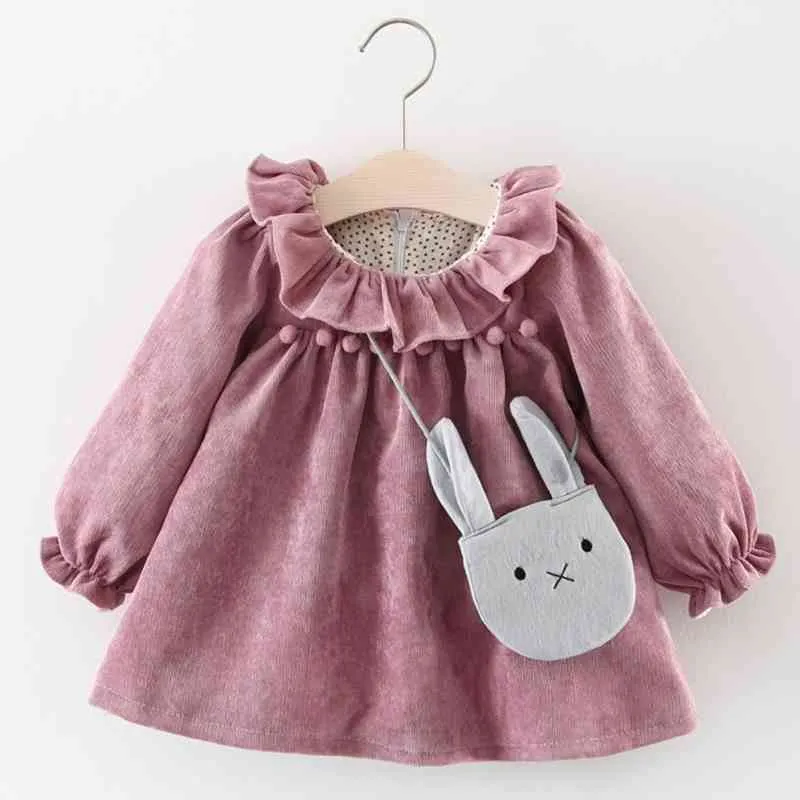 Melario Neugeborenes Mädchen Frühling Prinzessin Kleider für Kinder Cartoon Baby mit Tasche Säuglingskleidung Kleinkind Kleid 210317