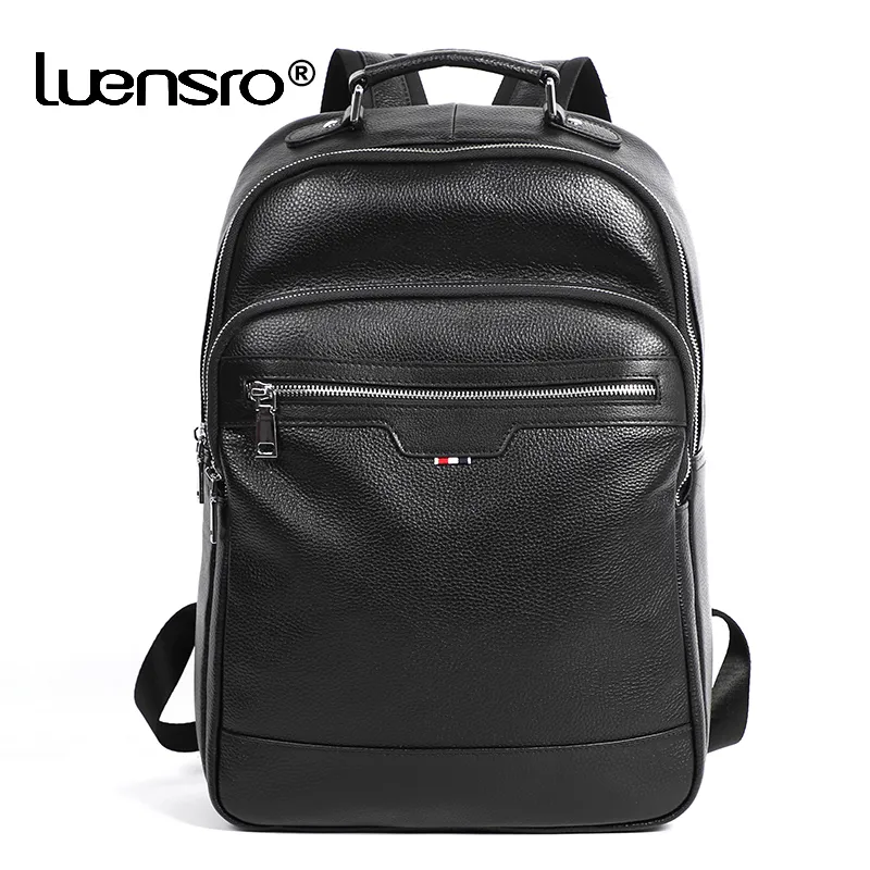 Rucksack Männer Echtes Leder Rucksack Fashion Schultasche Für Teenager Jungen Reisetasche Männlichen Laptop Rucksack Leder Taschen