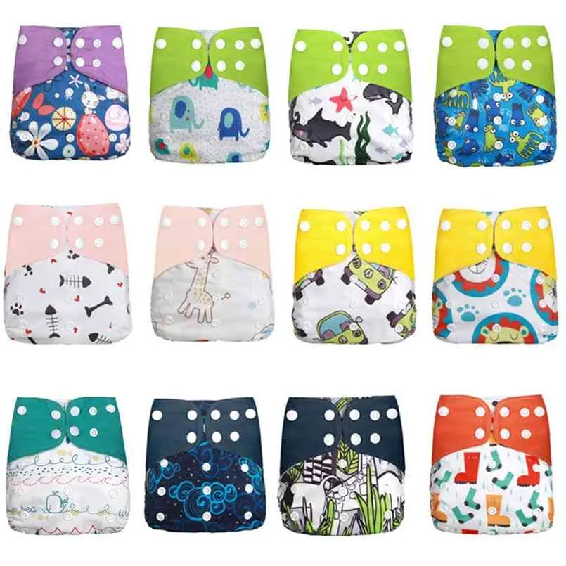 Baby Cuidados Fralda Bebê Bebê Duplo Fileira Snap Colorfu Pano Fralda Ajustável Menino Lavável Lavável Água Impermeável Reutilizável Nappies 210528