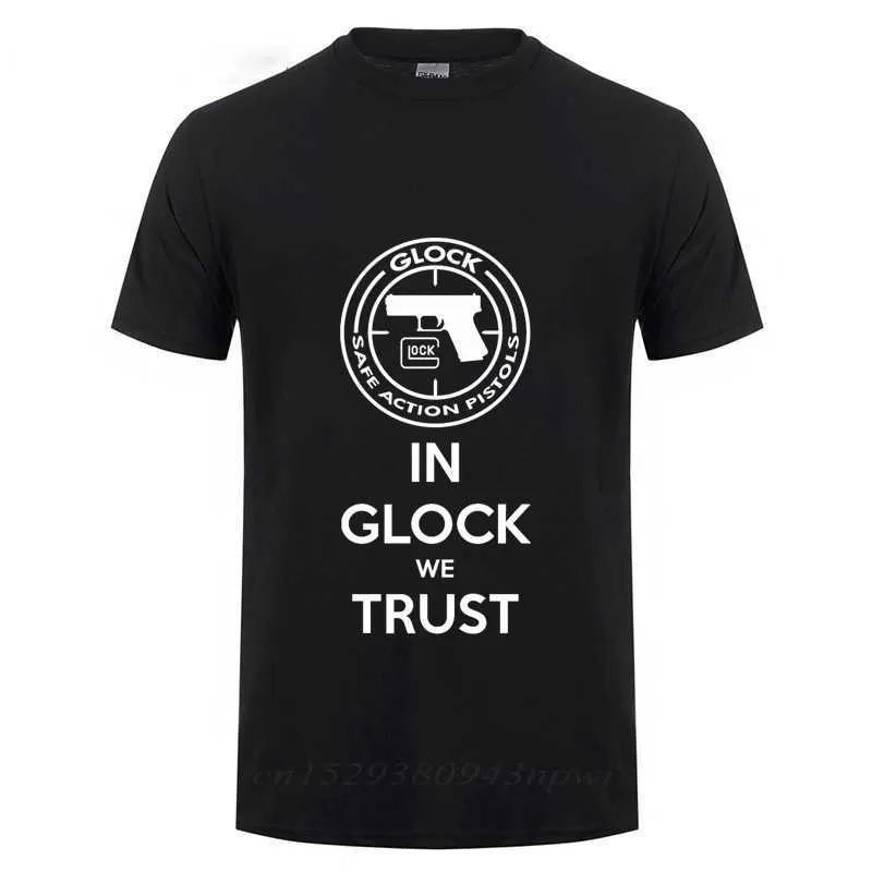 Glock Handgun EUA Camiseta Homens Streetwear Casual Manga Curta Redonda Pescoço T-shirt de Algodão Tops Tee Camisetas Hombre 210629