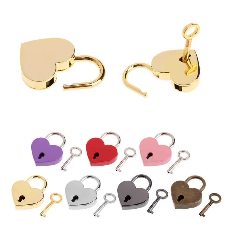 Coração em forma de cadeados vintage mini padlocks com chave para bolsa pequeno bag bagagage saco diário livro dap290