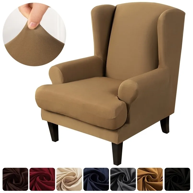 Wodoodporna opadająca ramię Król Back Chair Pokrywa Elastyczna fotel Wingback Wing Sofa Stretch Protector Easy Clean 211116