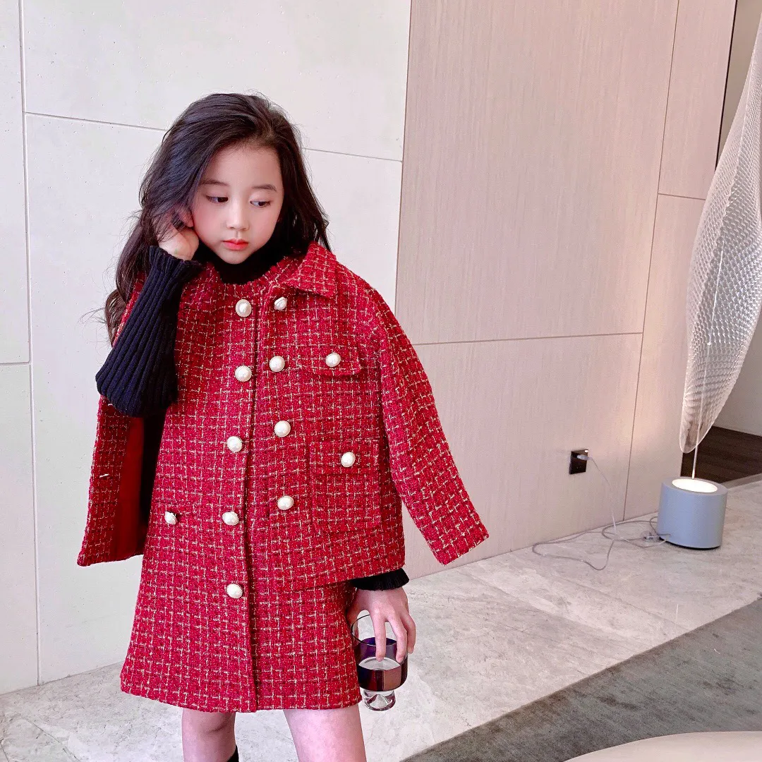 Red Plaid Cotton Kids Girls Winter Jacket Dress Set Outfit For 2024 Autumn From Luo889 74.88 DHgate.Com