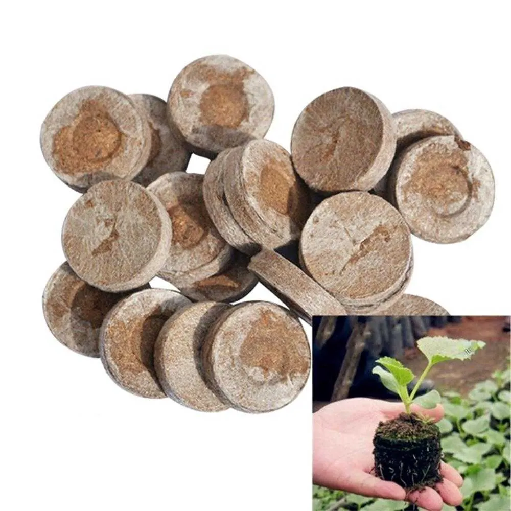 100pcs Eco-friendly 30mm Peat Pellets Soil Block Seeds Starting Peat Pellet Degraded Helps to Avoid Root Shock 210615