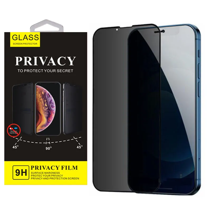 Premium Sekretess 9D Härdad glasskärmsskydd för iPhone 13 12 Mini 11 Pro Max XR XS 7 8 Plus Anti-Spy Full Cover