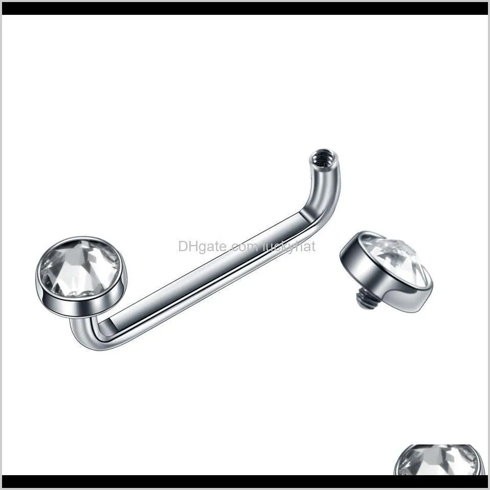 1pc g23 titanium internally thread crystal gem surface barbell piercing 14g cz micro dermal anchor piercings body jewelry
