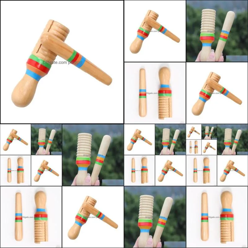 Small Single-threaded Ring Percussion Cylinder Croak Frog Barrel Instrument Musical Rod Bell Toys