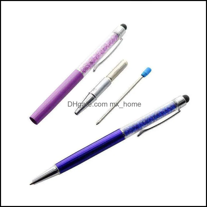 20 Pcs Crystal pen Metal ballpoint Gift Pen Capacitor Student stationery office writing promotion 220110