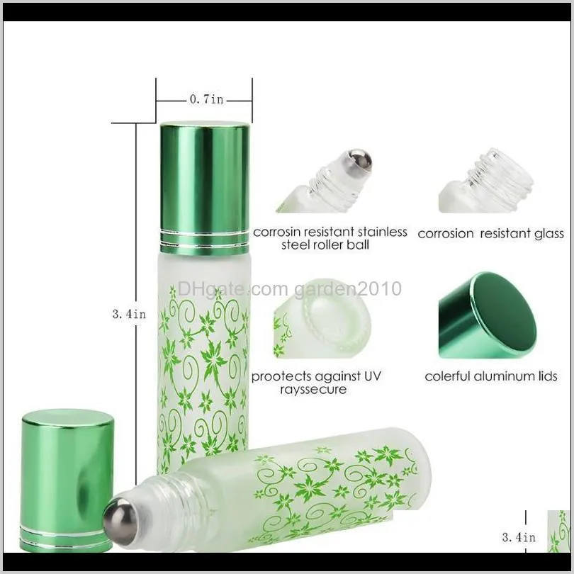 refillable essential oil bottle 6pcs 10ml glass roll-on bottles with roller ball
