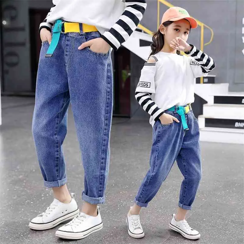 Pantalons De Denim De Fille Jeans De Ceinture Pour Enfants 4 14