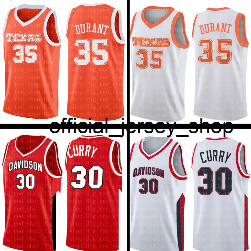Стивен 30 Curry Mens 35 Kevin Durant Jersey College NCAA Университет Красный Белый Колледж Баскетбол Носит дешевый оптом