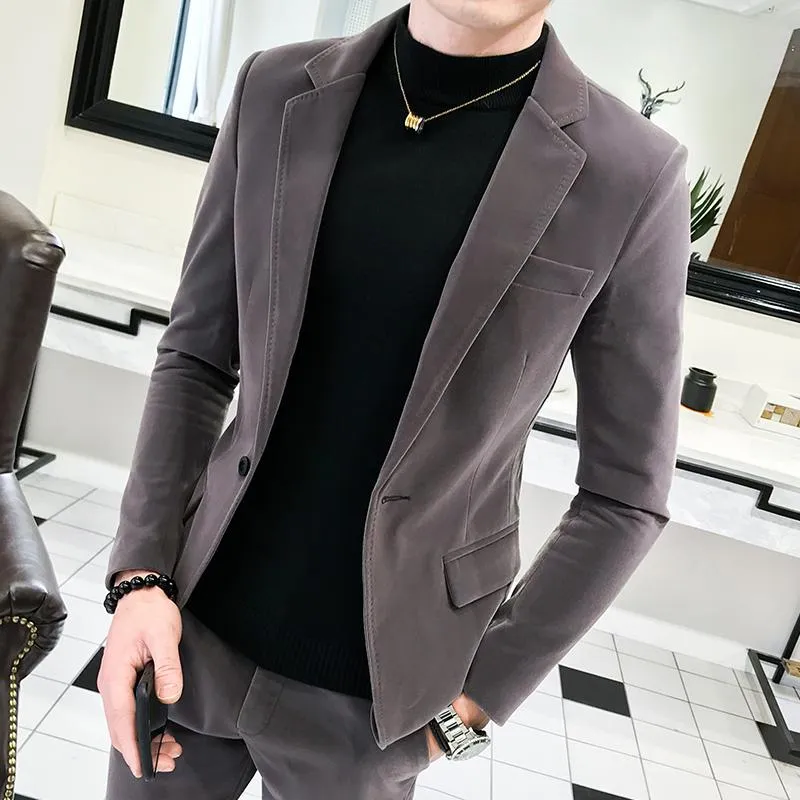 Suits Mens 2021 Velvet Green Black Wedding For Luxury Vestidos Elegant Smocking Dress Flannel Social Club Men's & Blazers