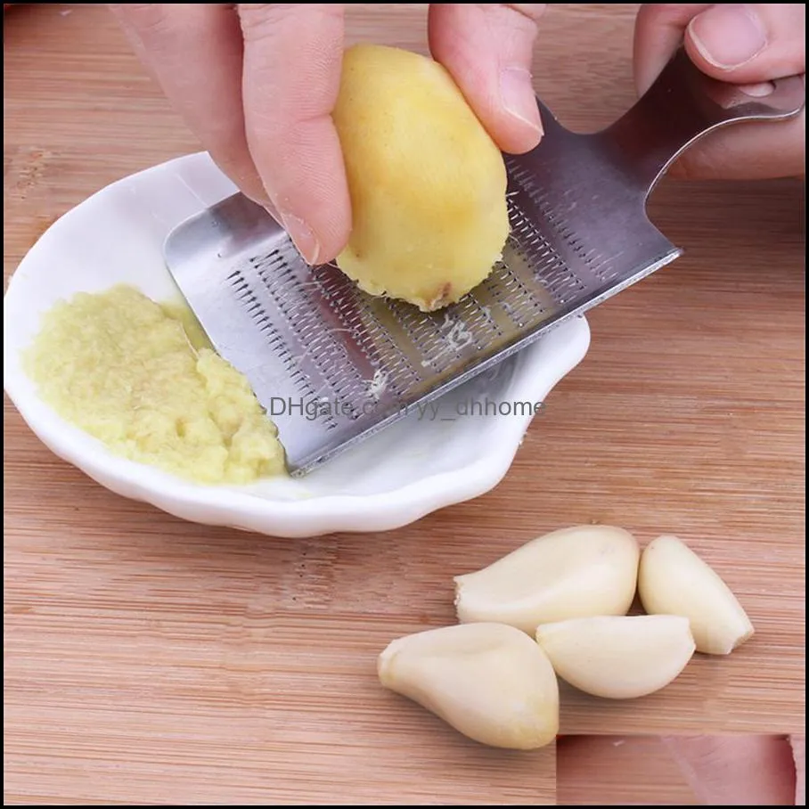 Stainless Steel Ginger Grater Shovel-shaped Garlic Press Device Chopper Cutter Wasabi Crusher Kitchen Cooking Tools JK2003