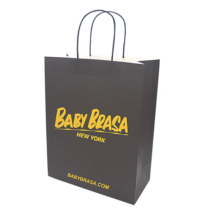 100% Custom kraft black shopping paper bag for clothes