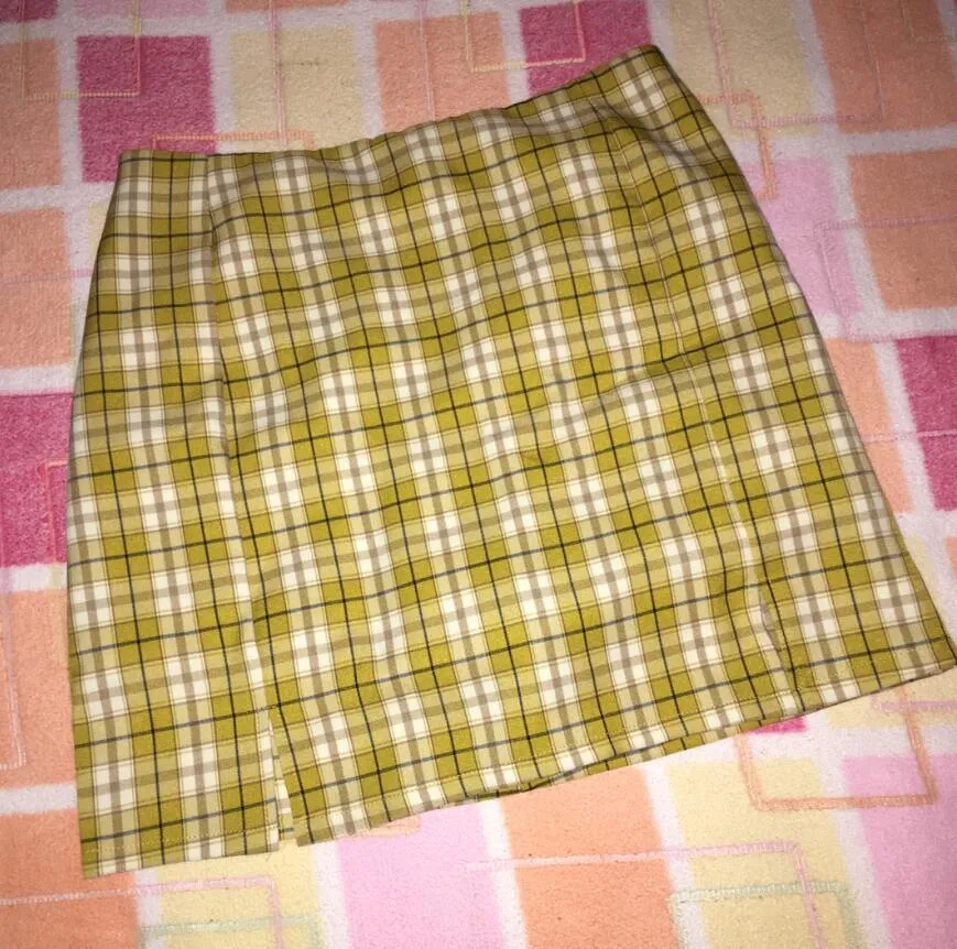 Summer Women Split Details Plaid Mini Skirt With Under Shorts Retro Front Double Slit Package Hips Gingham Check Short Skirts 210429 From 14 49 DHgate
