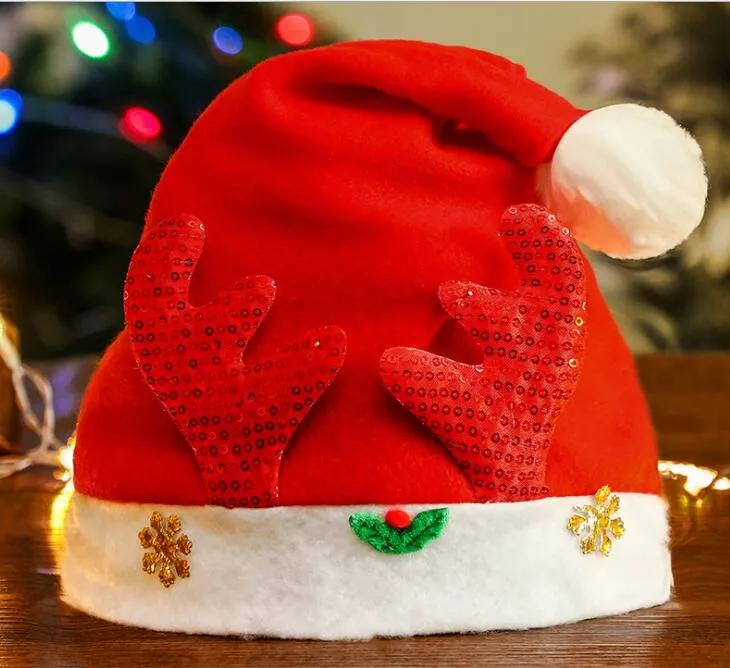 Christmas children hat cartoon antler soft sabta claus hats adult kids festival party decorative cap xmas baby gift caps