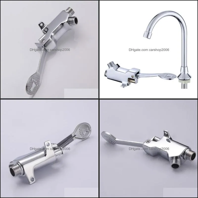 Bathroom Sink Faucets Foot Pedal Control Valve Faucet Kitchen Water Tap Vertical Basin Switch Single Cold N30 20 Drop1