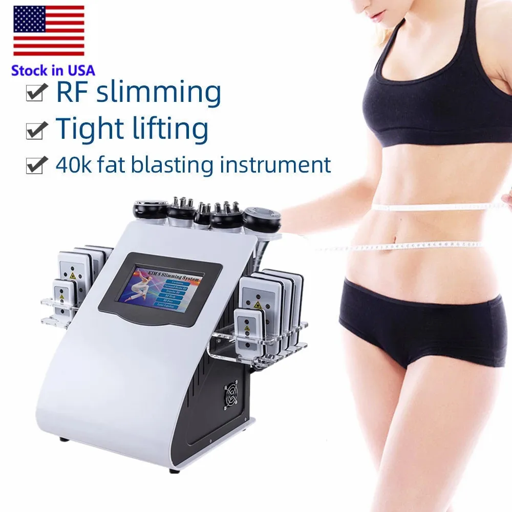 6 in 1 Cavitazione del vuoto ad ultrasuoni Dimagrante della macchina dimagrante RF 40K Fat Body Shaping Machine con il viso Sollevamento Attrezzature di bellezza