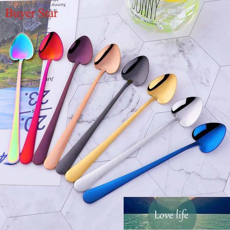 Spoons 6PCS/Set Colorful Stainless Steel Heart Shape Coffee Spoon Wedding Dessert Stir Kitchen Supplies Luxury Tableware Factory price expert design Quality