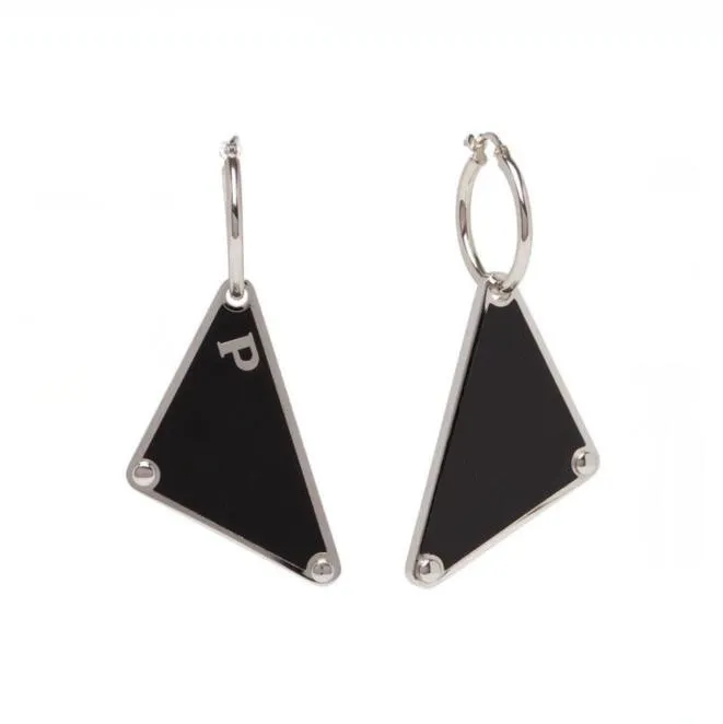 Fashion Men women Charm Earring Elegant black triangle label Earrings Brand jewelry wedding accessories