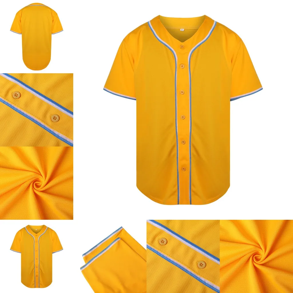 Boş Sarı Beyzbol Forması 2021-22 Tam Nakış Yüksek Kalite Özel Adınız Sizin Numaranız S-XXXL