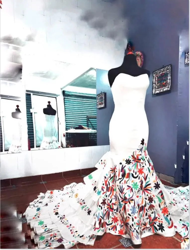 mexican embroidered wedding dress