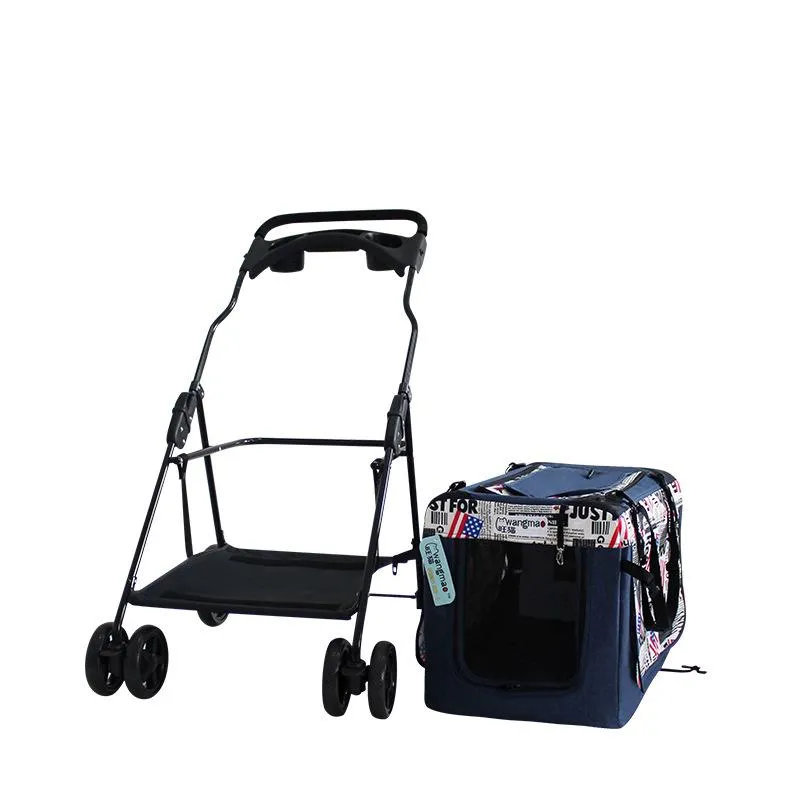 Vouwbare hond kat Carrier Cart Huisdierreizen Buggy Wandelwagen Tas Koetshuis Outdoor Dog Wandelen Winkelen Kennel Kinderwagen 20kg