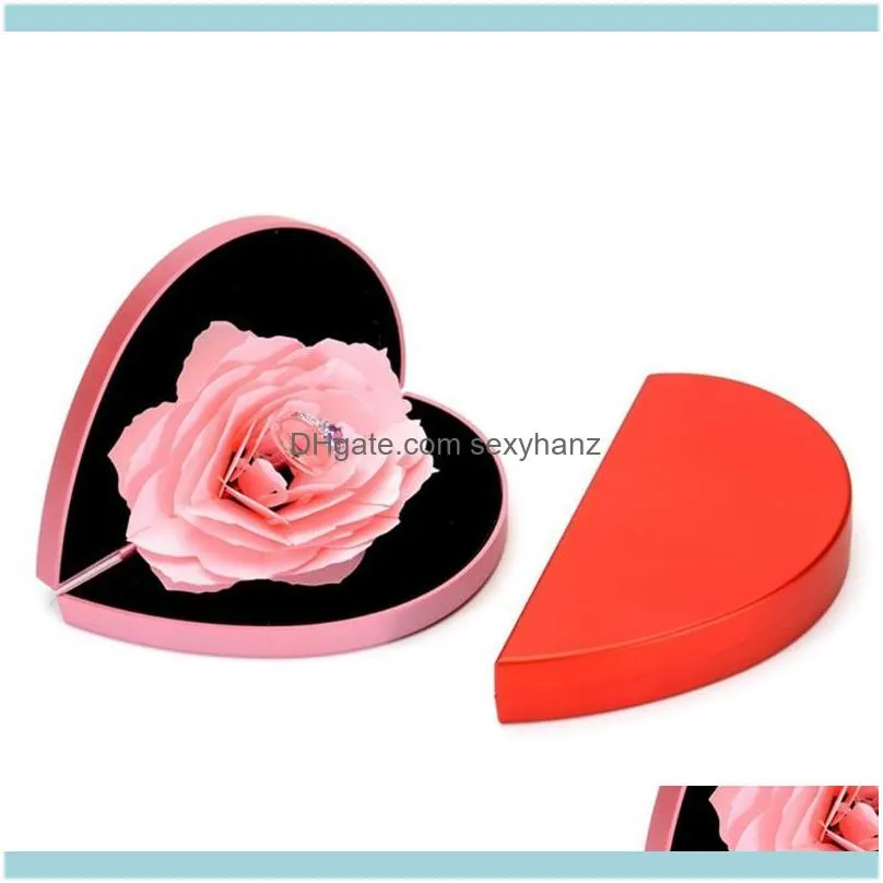 Packaging & Jewelrylove Heart Shape Proposal Wedding Ring Display Holder Box Jewelry Storage Case Pouches, Bags Drop Delivery 2021 Wrdal