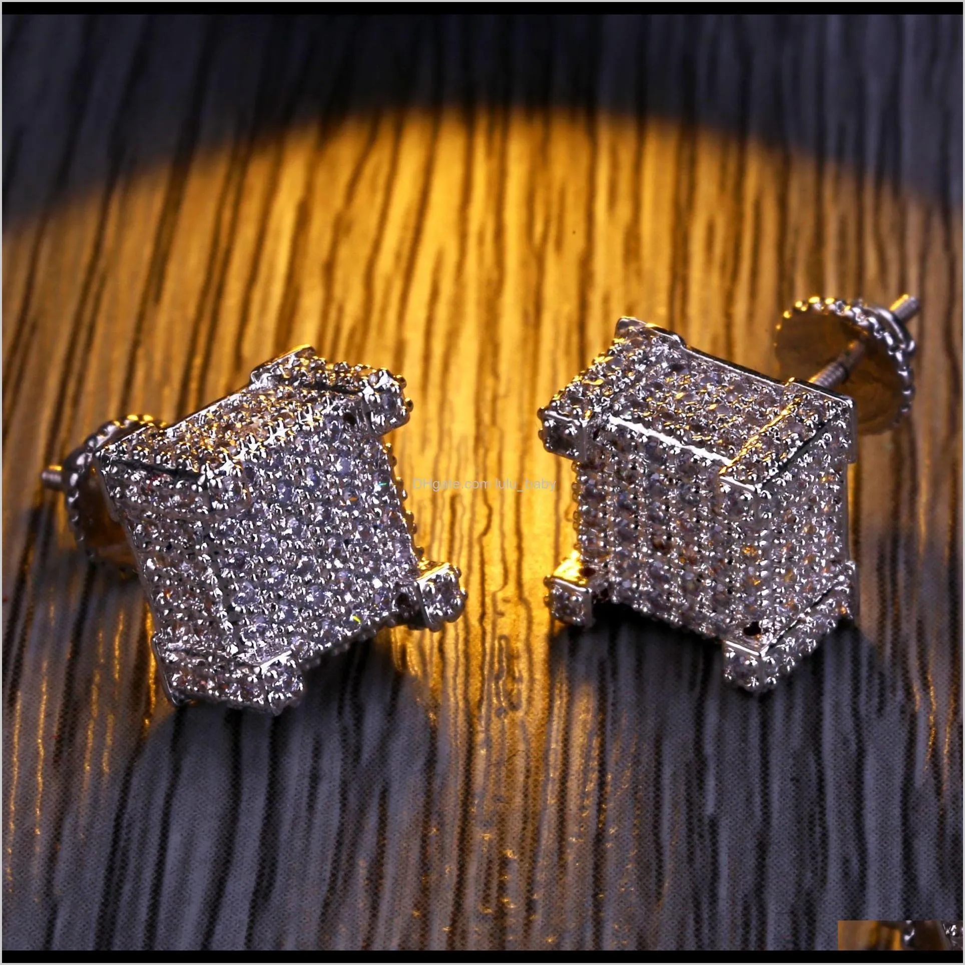 2021 earrings fashion designer luxury new cz hip bling diamond diamond gold stud earrings mens hop stud mens for jewelry rjerm