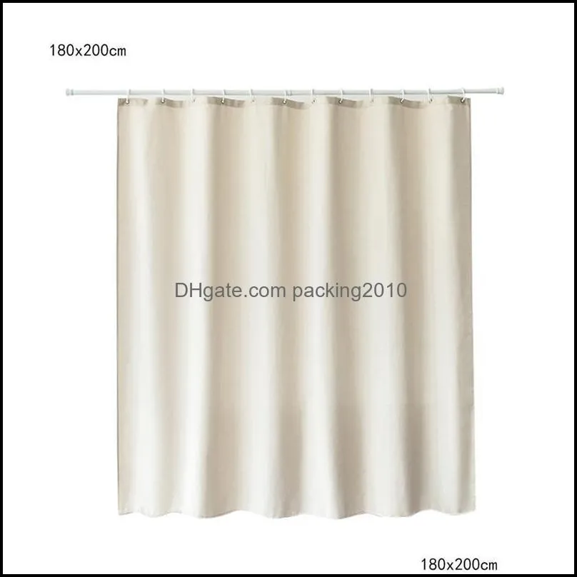 Polyester Fabric Shower Curtain With Hooks Waterproof Plastic Bath Screens Solid Color Eco-Friendly Bathroom Curtains Home Decor