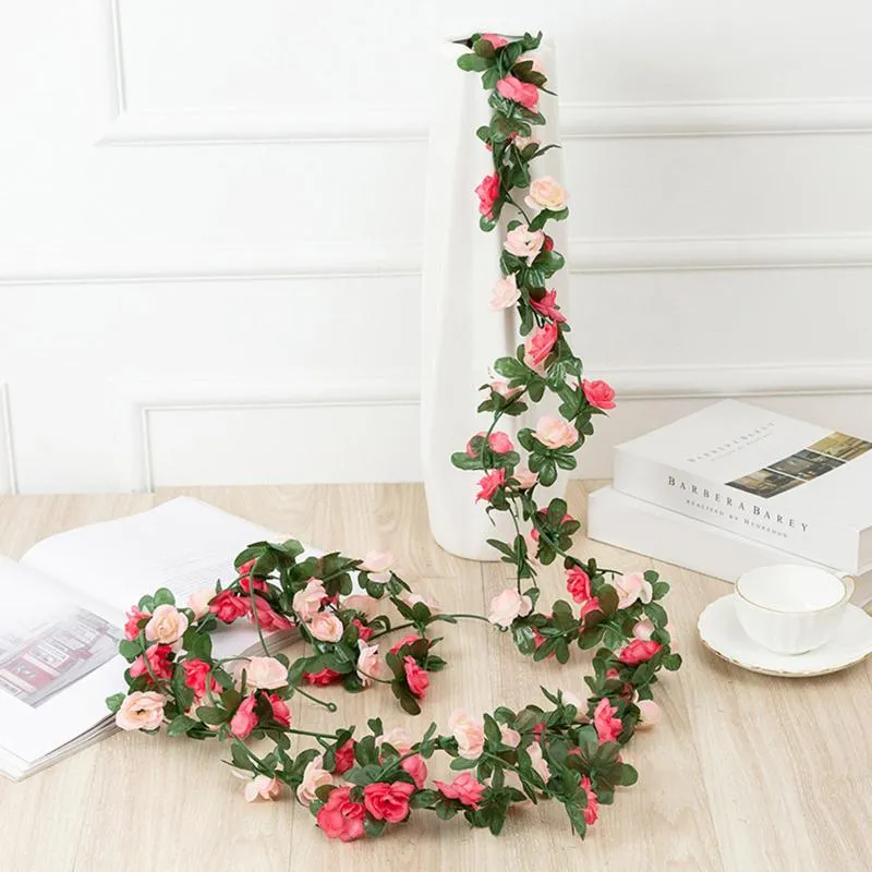 Flores decorativas Wreaths Wreaths Rose Artificial Rose Vine pendurada Garland parede Diy Sala de estar Decoração de primavera Home Garden Holiday Party Wedding Decora