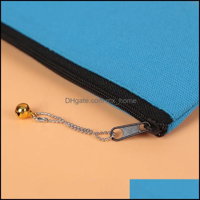 Blank Canvas Zipper Pencil Bags Solid Pencil Cases Pen Pouch Stationery Case Clutch Bag Organizer Bag Storage Bags Customizable VT0293