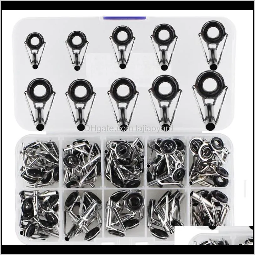 Sports Outdoors 80Pcs/Box Fishing Rod Guide Tip Repair Kit Set Diy Eye Rings Stainless Steel Frames Ceramics Ts Line Rin