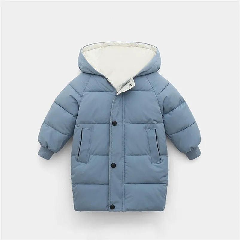 Inverno Bambini Cappotti Bambini Ragazzi Giacche Moda Cappotto lungo spesso Ragazze Capispalla con cappuccio Tuta da neve 3-10Y Vestiti per adolescenti 211204