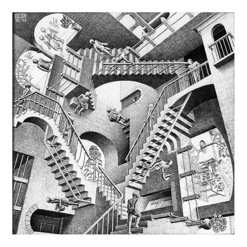 Mauritits Cornelis Escher Relativity Painting Poster Decoração de casa impressão emoldurada ou não moldado material de fotopaper