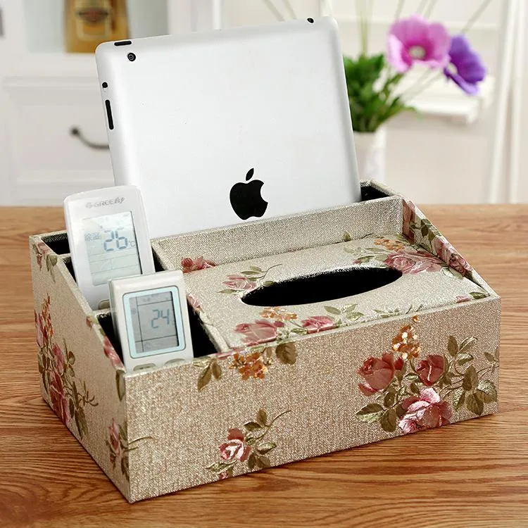 Tissue Boxes & Napkins Multi-function Box European-style Home Paper-drawing Desktop Tea Table Storage Remote Control