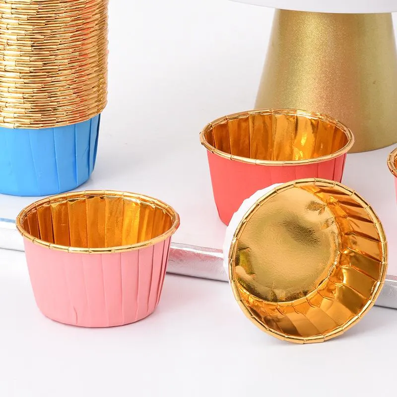 Muffin Paper Cases Cupcake Liners Packaging Silver Foil Wrappers Metallic Baking Cups for Wedding Christmas Party DH8587