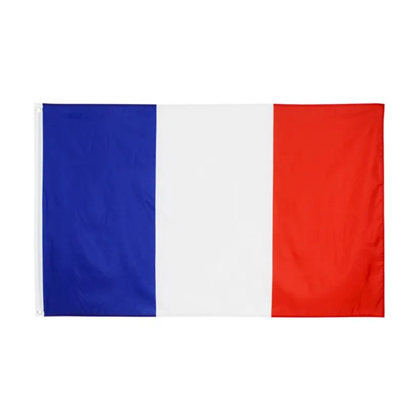 100 Stück, 60 x 90 cm, Frankreich-Flagge, Polyester, bedruckt, europäische Bannerflaggen mit 2 Messingösen zum Aufhängen französischer Nationalflaggen und Banner