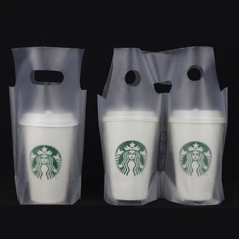 Poignée transparente tasse sac emballage boisson poly sacs d'emballage en plastique pour magasins magasins salle à manger boisson lait jus conteneurs trou suspendu sachets liquides