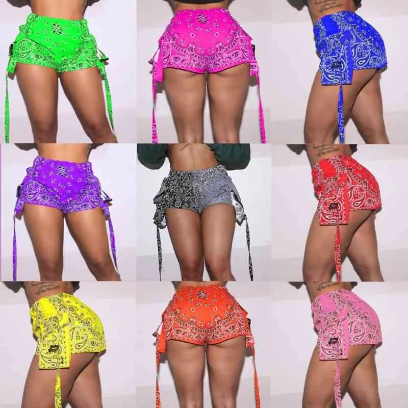 Designer Dames Shorts Slanke Sexy Korte Broek Paisley Positionering Afdrukken Mini Shorts Large Pocket Design Dames Casual Leggings