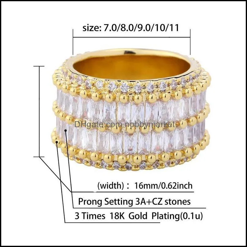 Luxury Men Women Rings Gold Plated Full CZ Rings for Men Women Hot Fashion Nice Gift for Friend